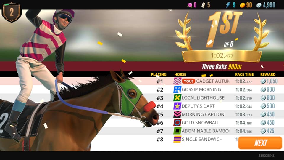 Rival Stars Horse Racing screenshot: race results