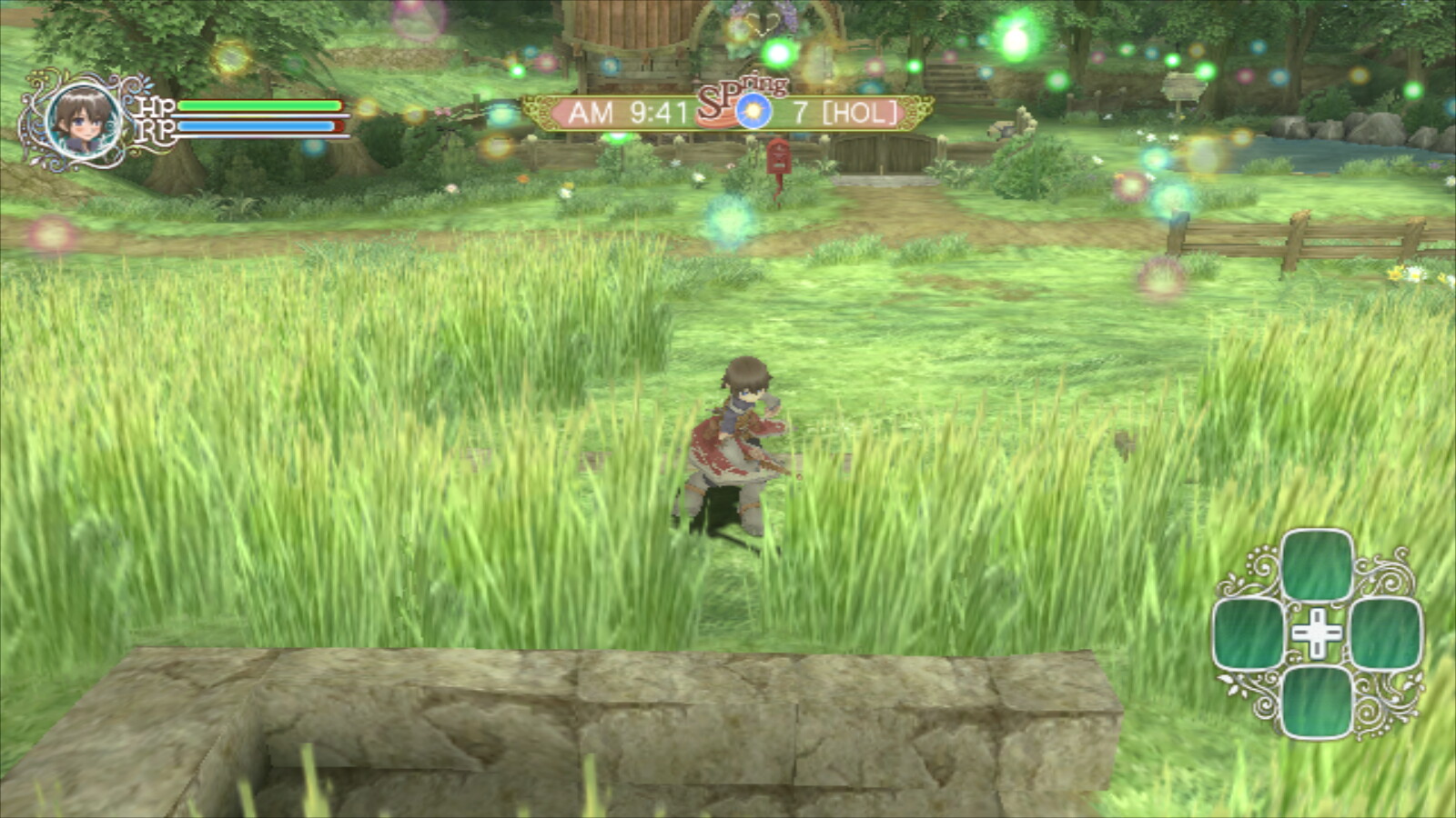 Rune Factory Frontier Screenshot: Cutting Mist's grass